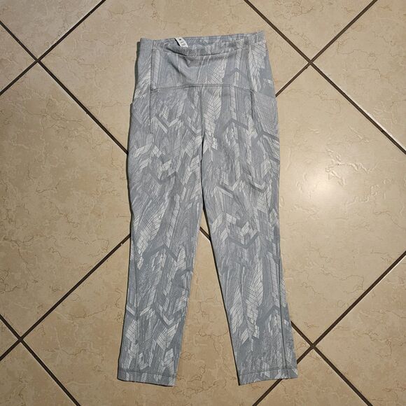 Lululemon Swift Speed Crop Reverberate Chevron Jacquard Blue White 30in L Size 4 - Picture 1 of 9